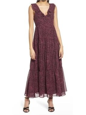 Chelsea28 Plum Ruffle Tiered Maxi Dress